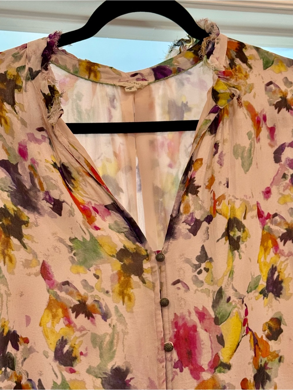 Pilcro Light Pink Floral Button-Front Blouse XL - Picture 2 of 5